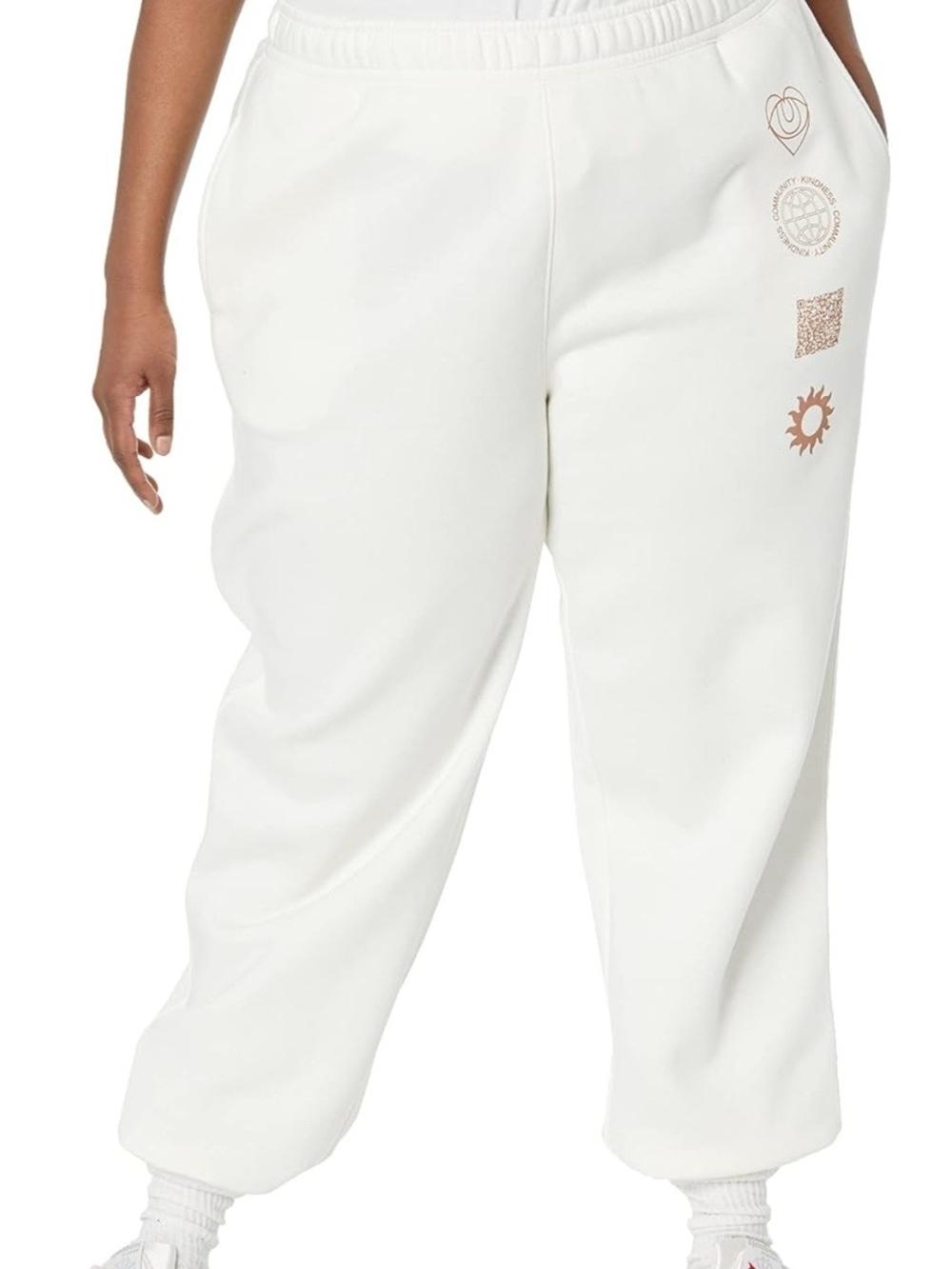 Amazon Essentials Cream Track Joggers with Brown Graphic Accents